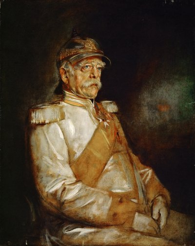 Chanceler Otto von Bismarck de uniforme com capacete da Prússia de Franz von Lenbach